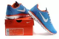 nike free 3.0 femmes mode chaussures course pas cher bleu blanc